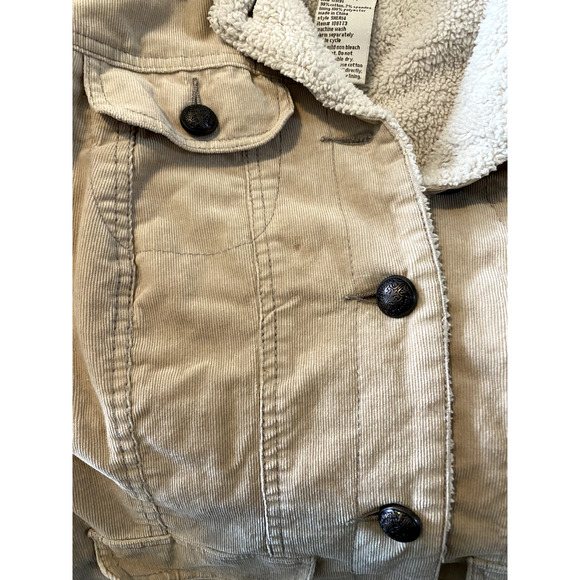For Joseph Fortune Jacket Womens Medium Beige Corduroy Sherpa Lined Y2K Coat - Picture 9 of 16